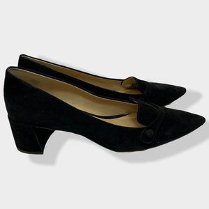 Ann Taylor Suede Pointed Toe Heeled Loafers